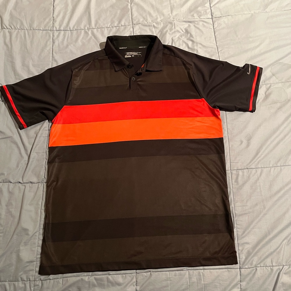 NIKE Golf Tour Performance men’s golf polo shirt Large black orange red gradient